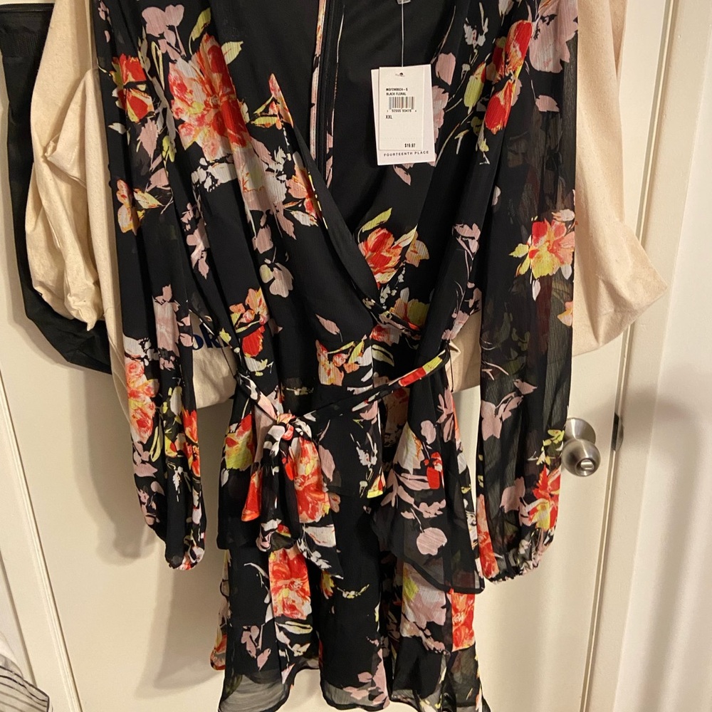 Faux Wrap Floral Print Mini Dress